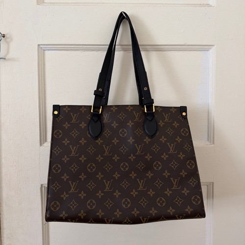 Brown monogram leather tote - leather,
