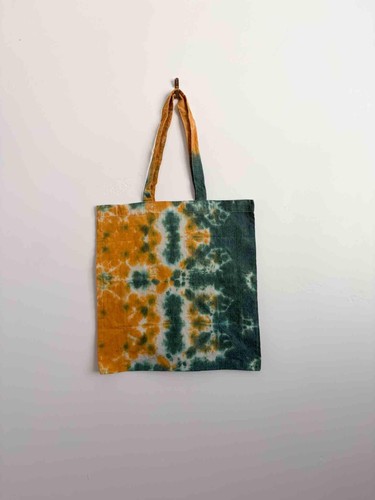 Tie dye tote bag - tie, mustard