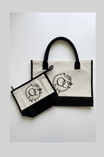 Letter monogram canvas tote - monogram,