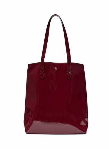 Women burgundy patent tote - patent,