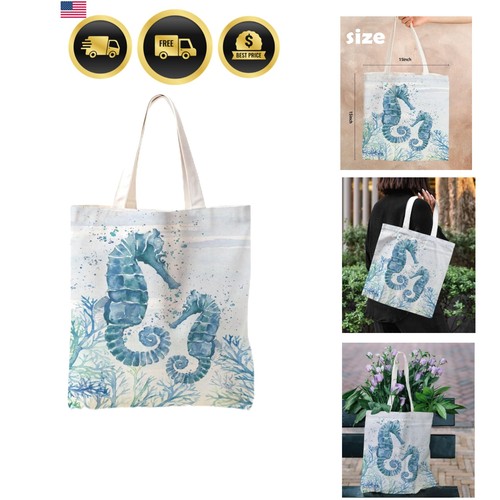 Beach seahorse canvas tote - beach,