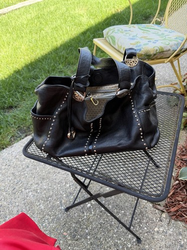 Black large pebbled studded - black,