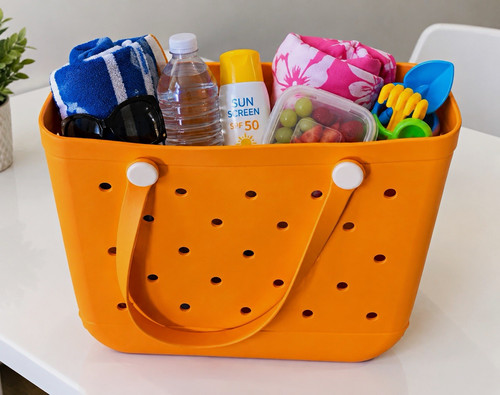 Orange perforated tote - orange,
