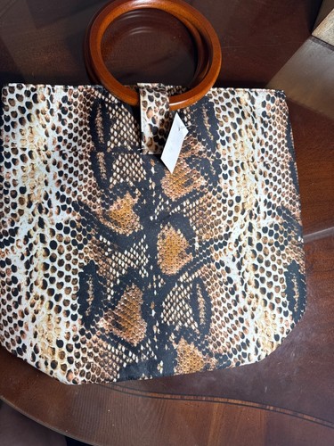 Chic snake print tote - bag, 12"