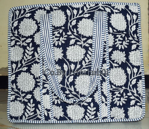 Quilted cotton tote bag hand - cotton,