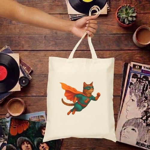 Superhero cat tote bag - -,