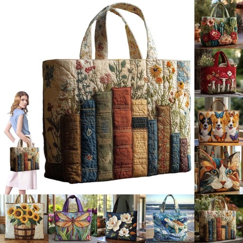 Vintage women quilted tote bag - women,