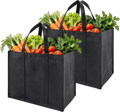 Pcs black reusable grocery - 2,
