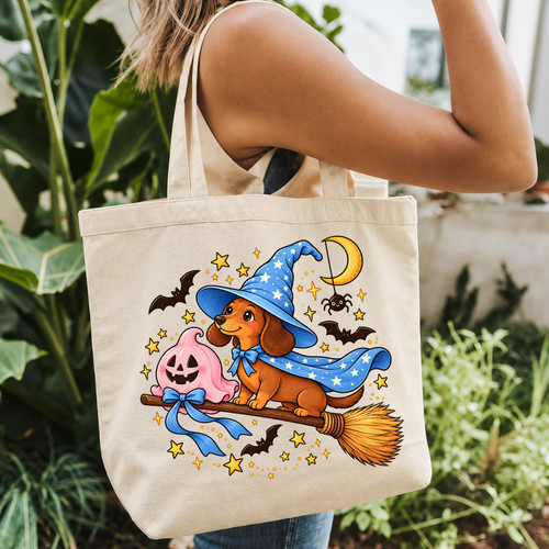 Spooky dachshund witch canvas - dachshund,