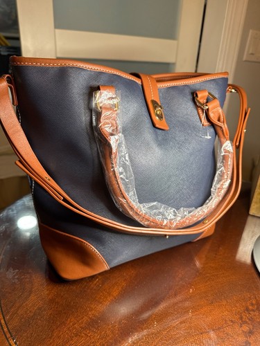 Navy brown leather tote bag - &,
