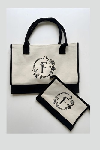 Letter monogram canvas tote - letter,