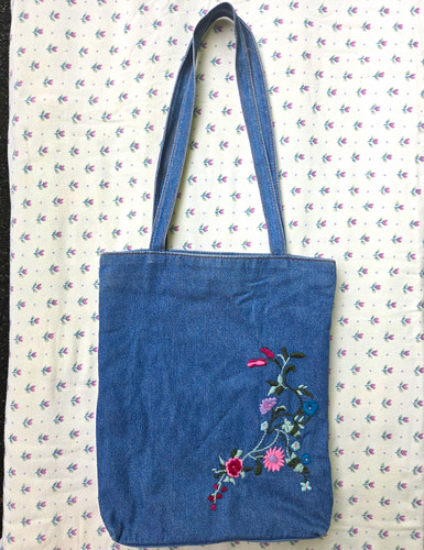 Y2k demin tote bag floral - tote,