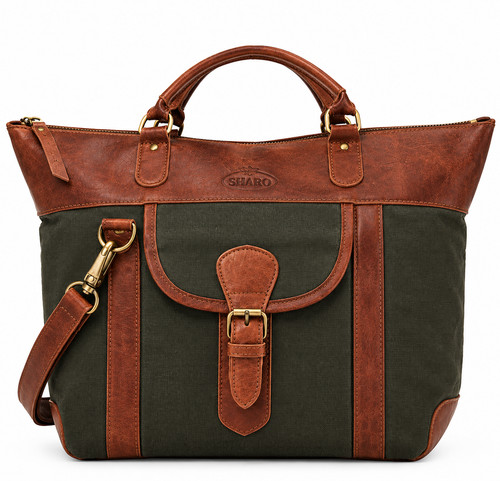 Canvas leather tote - tote, shoulder