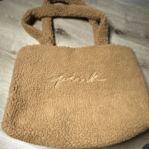 Pink tan sherpa tote - pink,
