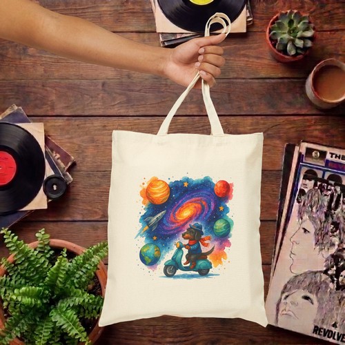 Dog scooter tote bag funny - scooter,