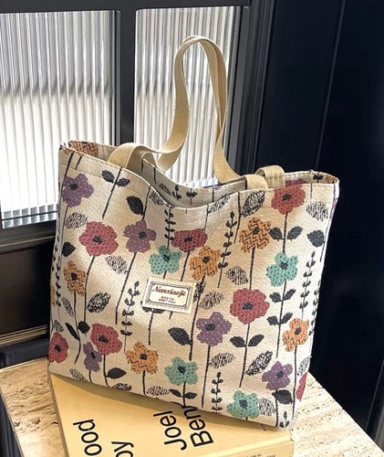 Floral canvas tote - bag, women