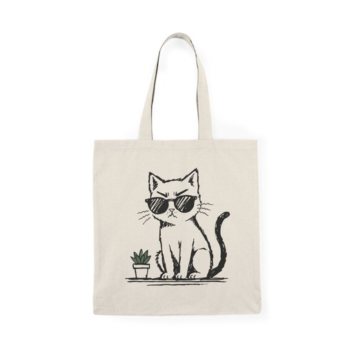 Cool cat attitude natural tote - cool,