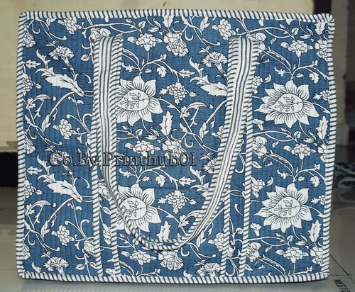 Quilted cotton tote bag - tote, hand