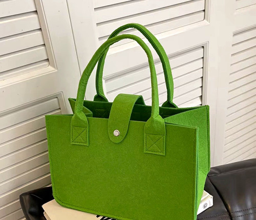 Green solid tote handbag - handbag, top