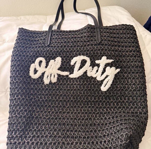 Black white tote bag double - white,