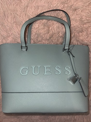 Guess teal logo tote shoulder - logo,