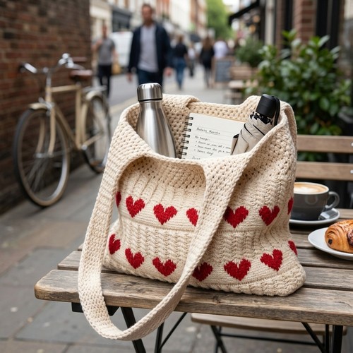 Casual knit shoulder tote bag - knit,
